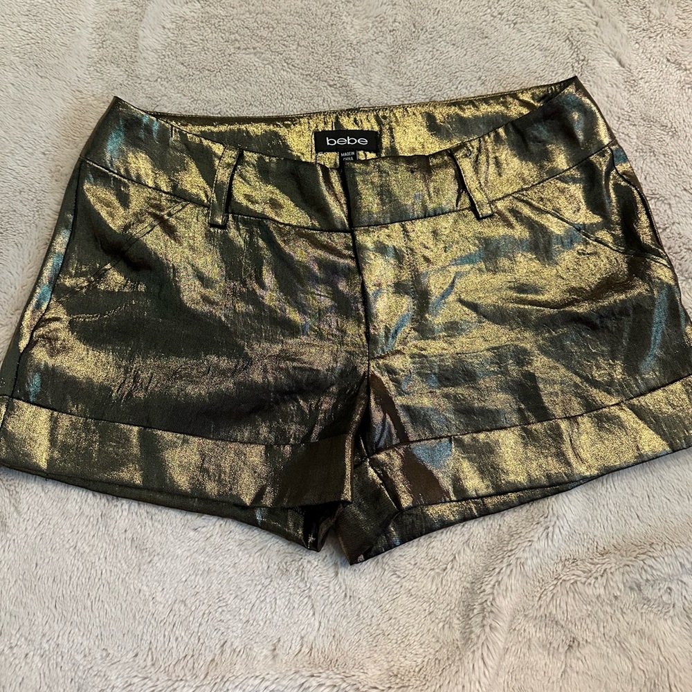 Bebe Gold Sparkle Shorts size 0